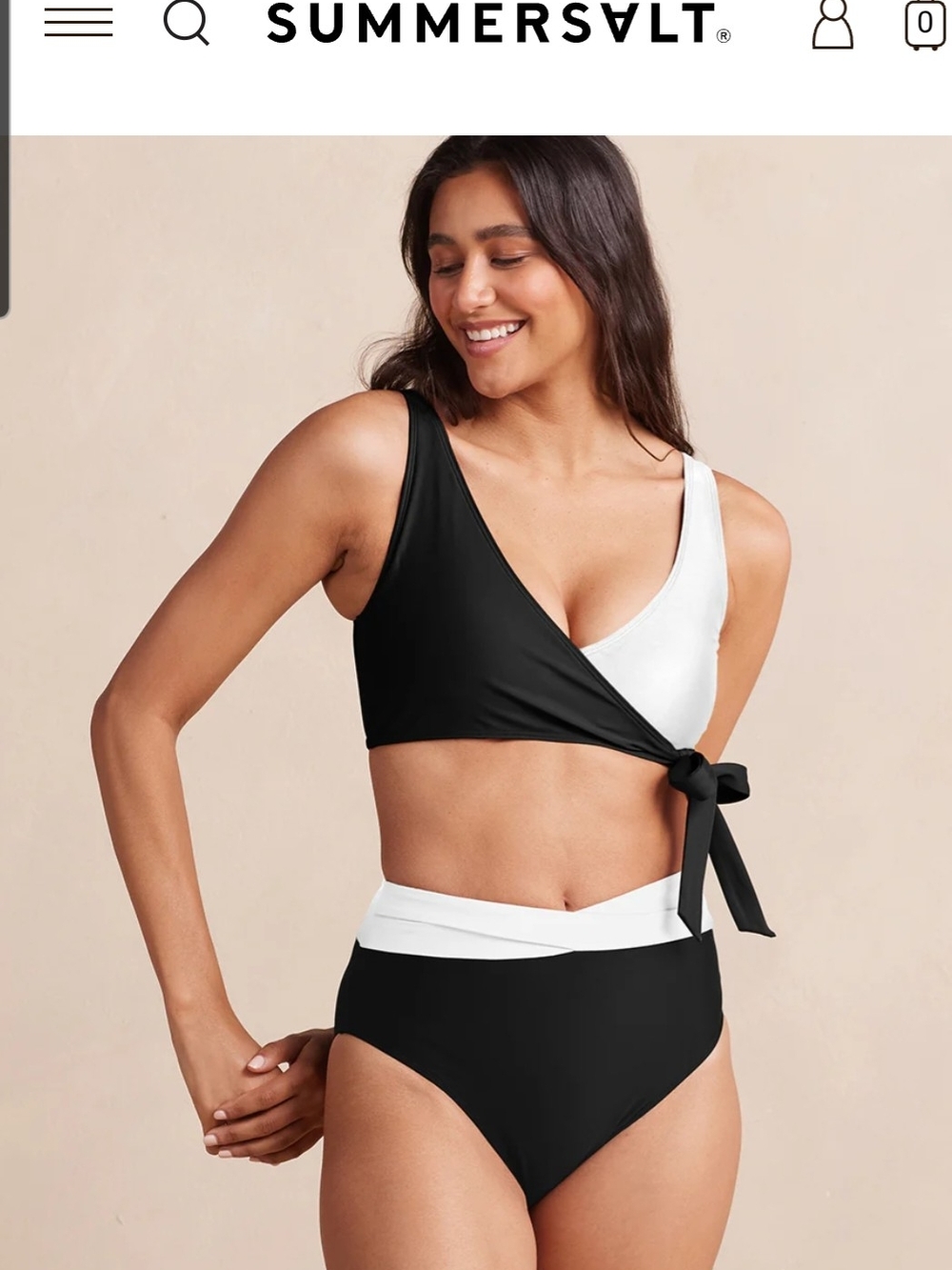 summersalt Black and White Wrap Tie Bikini Set